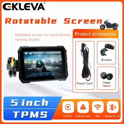 Ekleva 5 Inch Xe Máy Không Dây Carplay Moto Android Điều Hướng Tự Động Màn hình hiển thị Xách Tay xe mô tô kỹ thuật số Bảng Điều Khiển