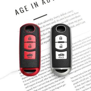 Leather+TPU 3Buttons Car Remote Key Cover Case Fob for Mazda 2 3 5 6 CX-3 CX-5 CX-7 CX-9 CX8 Speed Miata MX5 2016 2017 2018