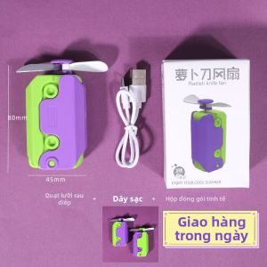 Quạt Cầm Tay USB Sạc Mini Có Thể Gập Lại Hoạt Hình Cho Học Sinh Quạt Tay Cầm Bằng Nhựa Phong Cách Hoạt Hình Màu Macaron