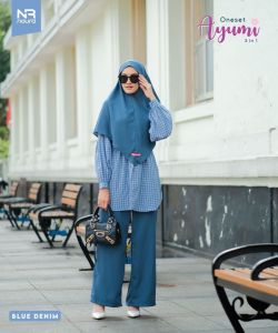 Setelan Baju Muslim Wanita Dewasa Noura Set Kulot Plus Jilbab Antem