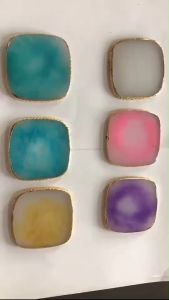 จานเรซิ่นทรงสี่เหลี่ยมใช้สำหรับผสมสีเจลตกแต่งเล็บ พร๊อพถ่ายรูป โทนสีพาสเทล