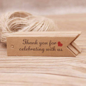 100pcs Kraft Brown /white Gift Tags with 20m Rope Thank You Paper tags for Wedding baby Shower Christmas Label Party Decoration