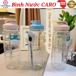 Bình Nước Caro 550ml/750ml/900ml Việt Nhật Bình Đựng Nước Thể Thao Có Quai Dù Treo 0097-8-9