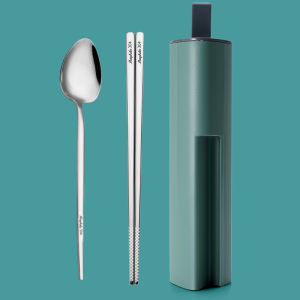 Portable 304 Stainless Steel Cutlery Set Chopsticks Spoon Fork Student Travel Three Piece Set Single Person Dining Outdoor Picnic