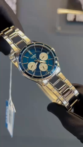 CASIO นาฬิกาผู้ชาย รุ่น MTP-1374D-2A3 วัสดุสเตนเลสสตีล สีน้ำเงิน คาสิโอ