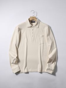 American Casual Washed Double Knit Cotton Long Sleeve Polo Shirt T-Shirt Turn-down Collar Semi-unbuttoned Standard Fit Fashion Urban Youth Daily Spring Autumn