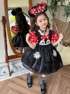 Girls Disney Princess Dress Summer New Arrival Baby Girls Cute Minnie Mouse Dress Birthday Dress