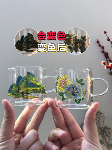 Heat-sensitive Color-changing Glass Tea Cup Large Capacity High Borosilicate Resistant to High Temperatures with Handle Owner Cup
