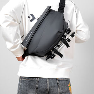 กระเป๋าคาดไหล่ผู้ชายแบบสะพายข้างกันน้ำ ซิปปิด ทรงสี่เหลี่ยม ขนาดกลาง กระเป๋าสะพายข้างแบบลำลองสำหรับเยาวชน กระเป๋าคาดเอว