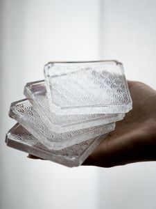 Japanese Style Wave Patterned Glass Cup Mat Cloud Design Lacquerware Tea Set Accessory Tea Cup Tray Creative Tea Cup Plate