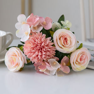 Artificial Silk Rose Flower Table Plant Holiday Wedding Bridal Bouquet Room Home Table Decoration Office Party Diy Hot Sale Gift
