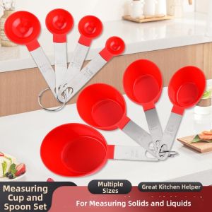 Stainless Steel Plastic Measuring Cup and Spoon Set Home Use 8 Pieces