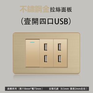 Taiwan 118 American Standard 15A Socket For Home 110V Six-Hole Stainless Steel Gold Panel Switch Power Supply with USB