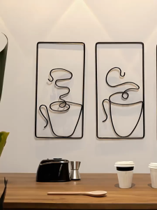 3Pcs Coffee Bar Metal Wall Art Coffee Cup Signs Metal Coffee Bar Decor For Kitchen Restaurant Cafe