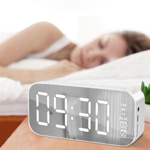 Large LED Screen LED Mirror Screen Alarm Clock Portable Dual Alarm Digital Clock Smart Digital Display FM Radio Clock Student