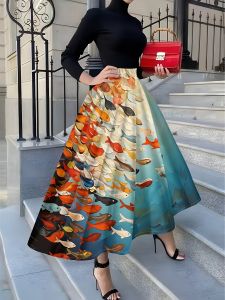 Printed Design Four season casual style colorful fish print skirt half skirt