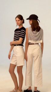 with.it WW embroidery knitted stripe top เสื้อไหมพรมแขนสั้นลายทาง - TPW09199