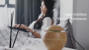 Air Humidifier Wood Grain Mushroom Shaped USB Aromatherapy Diffuser with Night Light Home Office