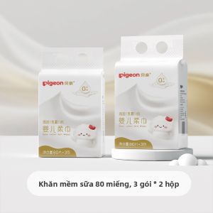Pigeon | Khăn Ướt Dành Cho Bé Thấm Khô Mềm Mại 80 Miếng