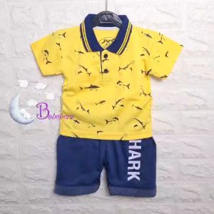 BOBOBAM BAJU BAYI LAKI LAKI SETELAN ANAK COWO LUCU STELAN COWOK 6 12 BULAN KEREN TRENDY KEKINIAN WANGKI BAJU KERAH HIU