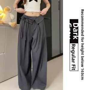 LANMENGYA | High Waisted Slimming Fake Two-Piece Loose Wide Leg Pants