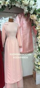 [ HÀNG ORDER - KHÔNG SẴN ] ÁO DÀI NAM TAFTA NỮ LỤA TRƠN HỒNG ĐÍNH NƠ MẶC ĐI TIỆC  CƯỚI HỎI  BÊ QUẢ