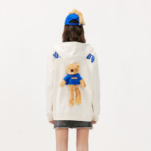 Noisy Teddy Hooded Zipper Fleece Lined Oversized Sweatshirt for Couples Winter 2025 New Arrival Womens Fashion Casual Outerwear