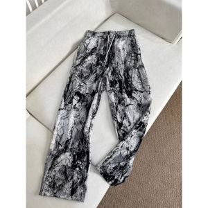 Quần Dài Nam Mùa Hè Bằng Lụa Băng Thắt Nơ in Sơn Mài Co Giãn Nhanh Khô Rộng Rãi Ống Đứng Quần Dài Thường Ngày