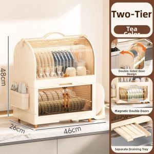 JIADONGLI | Covered Double Layer Kitchen Dish Rack