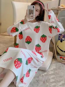 Comfortable Long Sleeve Sleep Dress Womens Spring Summer Autumn Casual Cute Home Clothes Dress Sweet Style Polyester Fabric