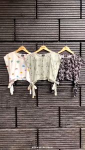 Ghanimi - Trisha Vest / Rompi Rayon Motif / vest korean style kekinian / vest tali motif crop top / outer motif tanpa lengan