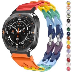 Silicone Strap for Samsung Galaxy Watch 8 9 40/44mm /8Classic 46mm Chain Bracelet for Galaxy 7/8 Ultra 2025 47mm Women Wristband