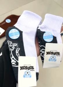 I ถุงเท้านักเรียน BL WK ป้าย TOPSOX เนื้อดีเกรดA  สีขาว เทา น้ำตาล (6 คู่)