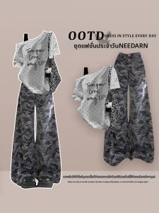 NEEDARNA | Bộ Quần Áo Mới Áo Thun Dài Tay Một Vai