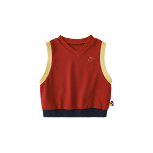 Stylish Boys Shirt Vest Set with Detachable Tie Durable Water-Resistant Print Casual Spring Autumn Wear for Kids