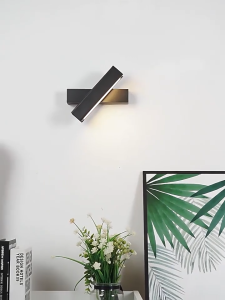 【SG】Bedroom Bedside Wall Lamp Walnut Solid Wood 350°Rotating Tri-colour Light Aisle Light Living Room Study Background