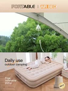Air Bed Double or Single Inflatable Bed Queen or King Family Size with Electric Pump Automatic Portable Foldable For Camping Tent