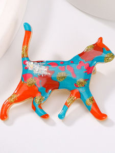 Colorful Cute Cat Brooch Pin Fashionable Personalized Animal Enamel Pin Bag Buckle Accessory Sweet Style Alloy Female
