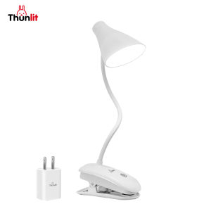 Thunlit คลิปสีขาวไฟ USB 2200mAh แบบชาร์จไฟ LED หรี่ไฟคลิปที่มีอุณหภูมิสี 3 สี