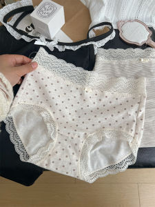 Nuts Mom เซ็กซี่ ลูกไม้ ตัดแต่ง ผ้าฝ้าย Gstrings ระบายอากาศได้ดี เอวกลาง กางเกงใน สําหรับหญิงสาวใน นุ่ม สีที่เป็นกลาง