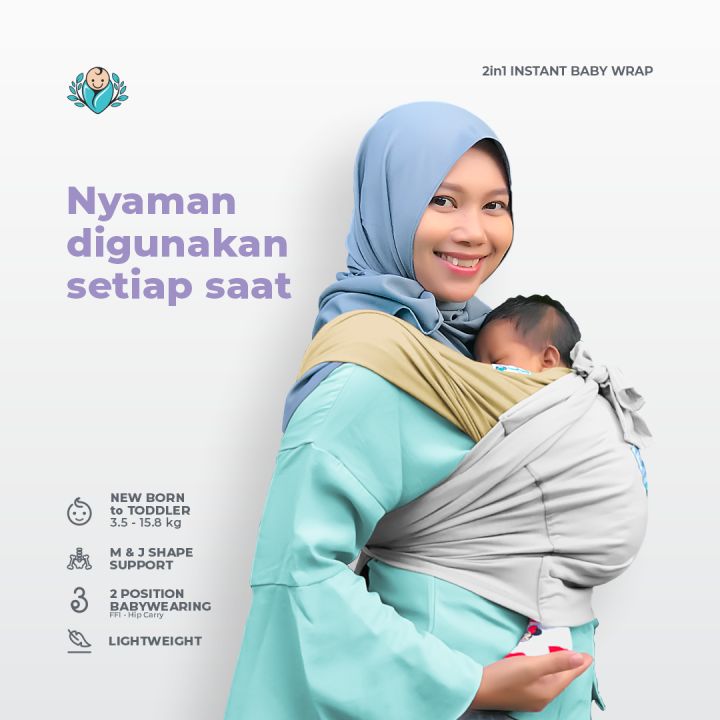 2in1 Instan Baby Wrap Gendongan Bayiku Id SNI Aman Nyaman Stylish Lazada Indonesia