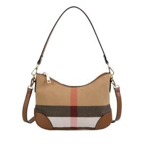 Genuine Leather Underarm Bag Womens Handbag Canvas Shoulder Crossbody Stripe Dumpling Bag Fashionable Casual Tote Bag