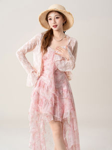 SHANGWEILUO | Hemstitch Floral Lace Jacket Dress Set