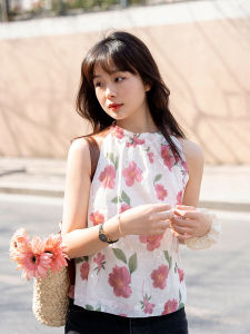 Summer Outerwear Womens Tank Top Strapless Vest Sleeveless Neck Hanging Design Slimming Print Ideal for Underarm Flab Coverage