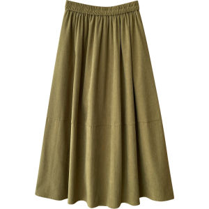 Retro Korean Money Style Balloon Corduroy Skirt