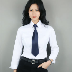 Business Formal Wide 8cm Ladies No-Tie Knot Pure Color Bright Surface Zipper Tie Necktie Polyester Fabric Arrow Pattern