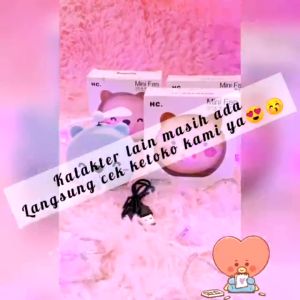Kipas Makeup LED Light 3 In 1 USB Charging / Kipas Mini Fan Karakter / Kosmetik Mirror
