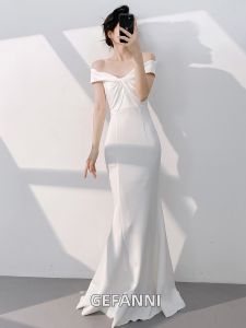 Elegant High-end Satin One-shoulder French Style Dress