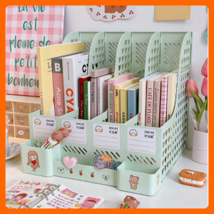 Khay đựng sách tài liệu cute 8 ngăn trái tim xinh xắn giá sách kèm ống bút để bàn học làm việc decor đa năng