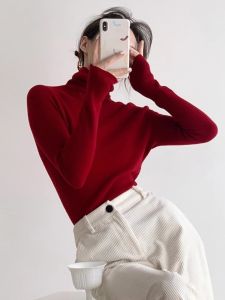 HUOLISI | Red Turtleneck Knit Sweater Long Sleeve